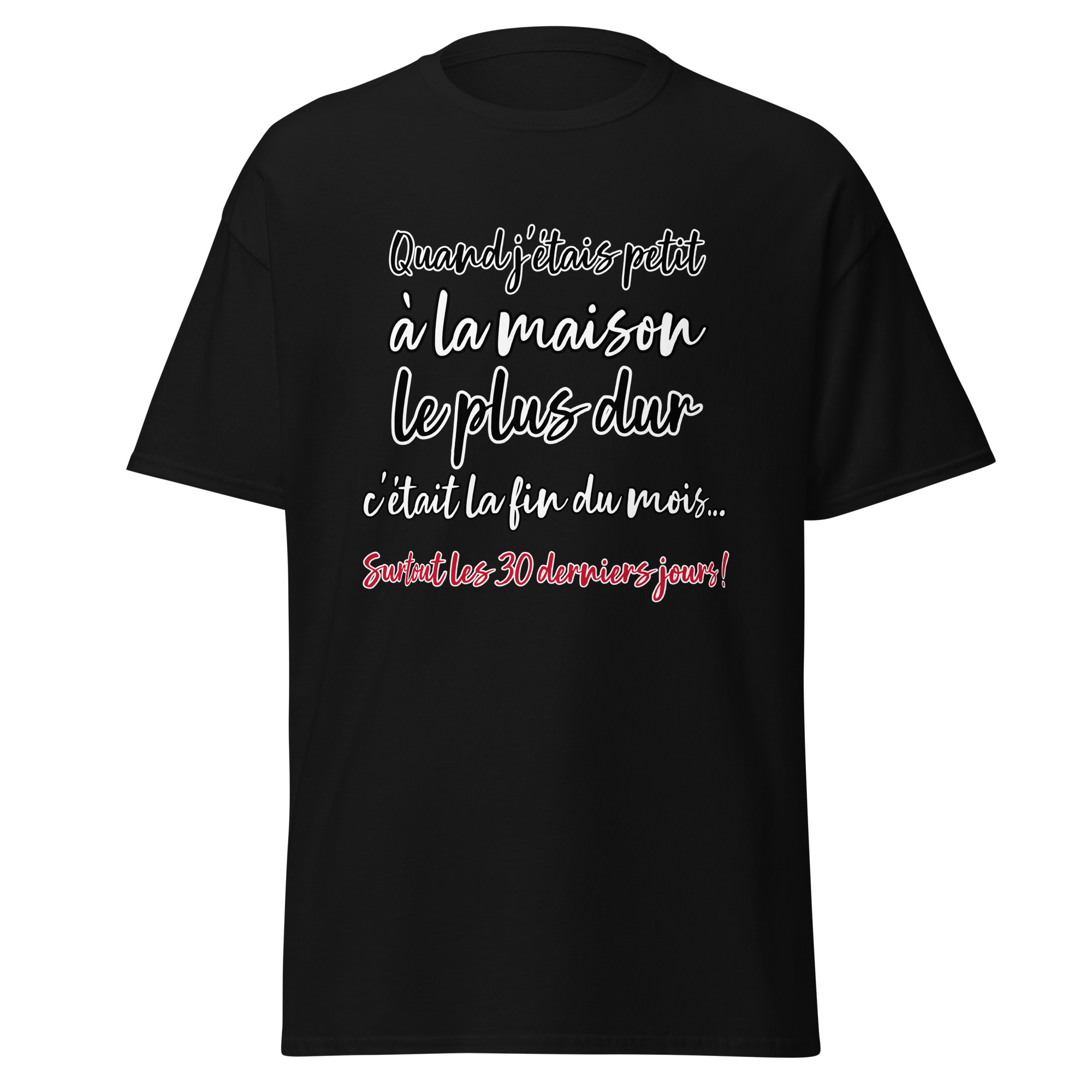 T-shirt Quand j'étais petit à la maison le plus dur c'était la fin du mois surtout les 30 derniers jours