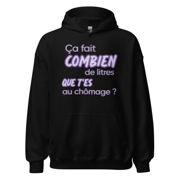 Sweat à capuche "Ça fait combien de litres que t'es au chômage ?" – Image 2