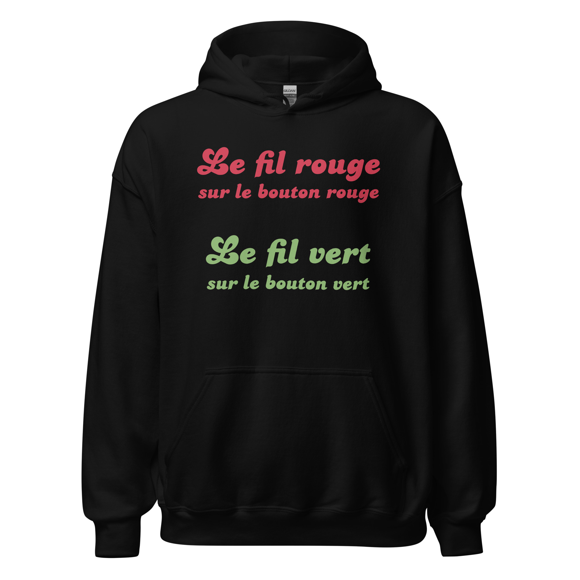 "Le fil rouge sur le bouton rouge, le fil vert sur le bouton vert." Ce sweat à capuche reprend l'une des répliques les plus cultes de La 7ème Compagnie, parfait pour les fans de cette comédie incontournable. Confortable et plein de nostalgie, il vous permettra d'afficher votre humour et votre amour pour ce film légendaire, tout en restant bien au chaud.