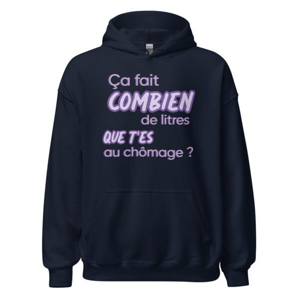 Sweat à capuche "Ça fait combien de litres que t'es au chômage ?" – Image 4